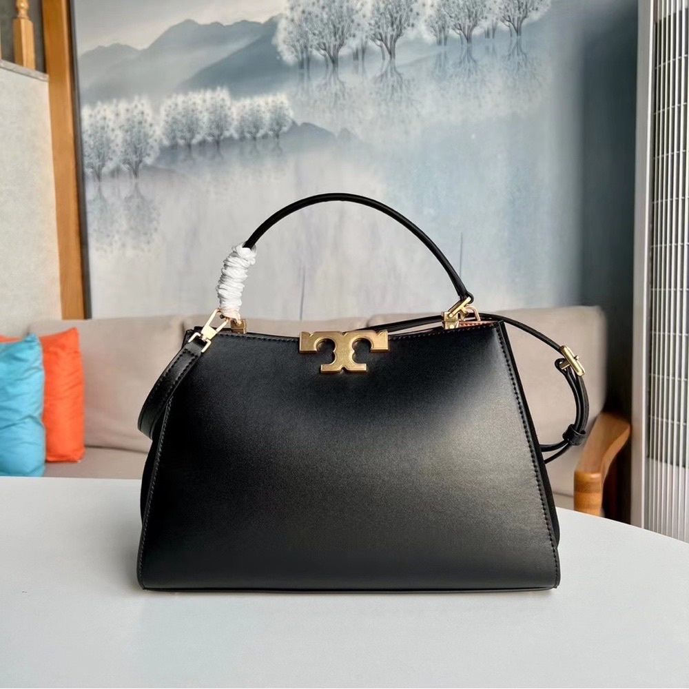 Tory Burch Black Satchel with Gold Accent